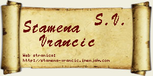 Stamena Vrančić vizit kartica